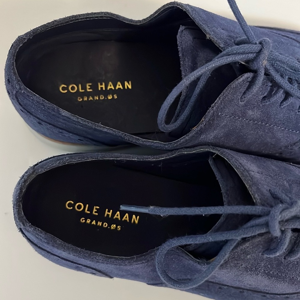 Cole Haan Grand.OS shoes woman’s 6.5 wingtoe blue oxford lace up tie suede upper - Picture 9 of 15
